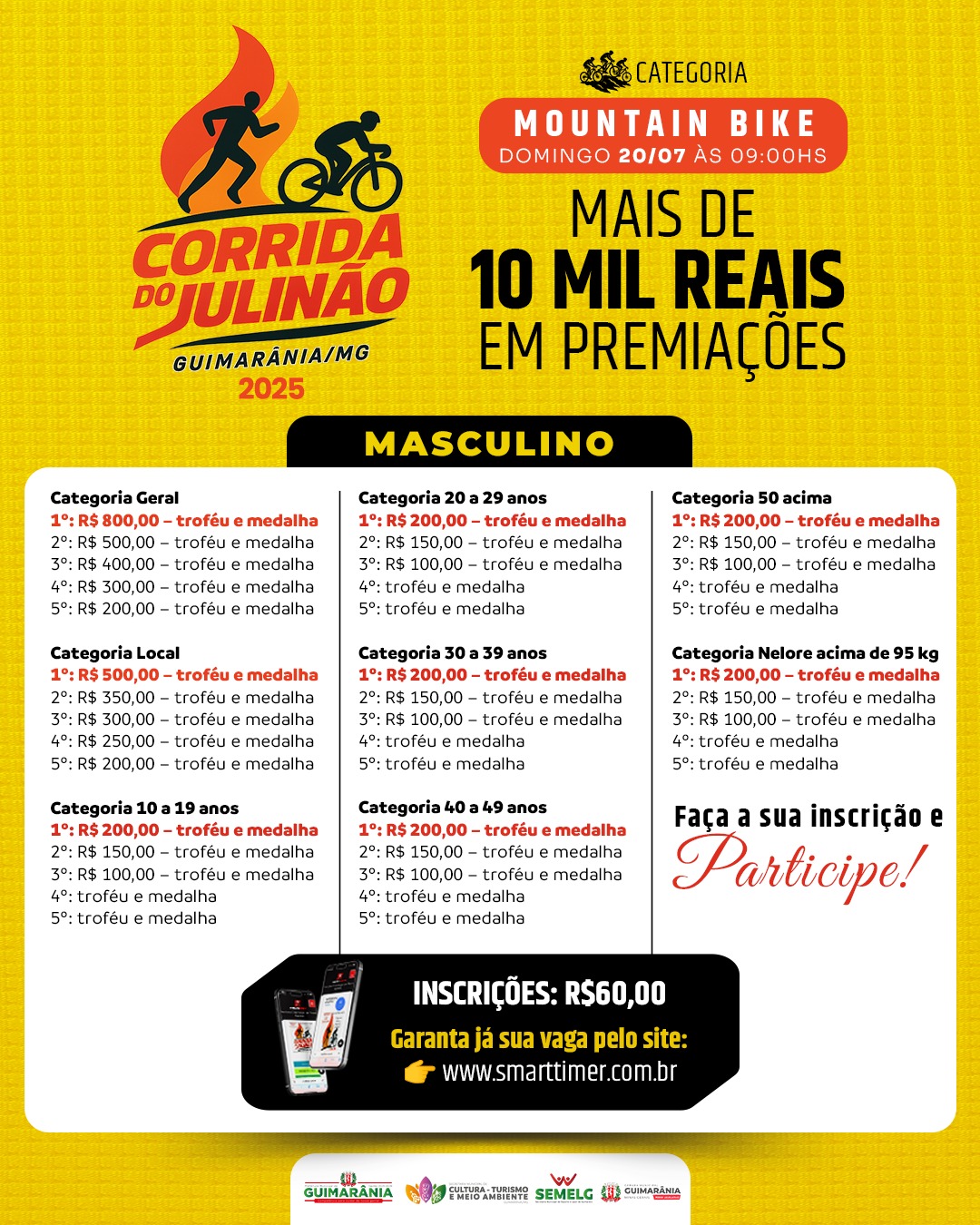 Banner do evento CORRIDA DO JULINÃO - CATEGORIA MOUNTAIN BIKE