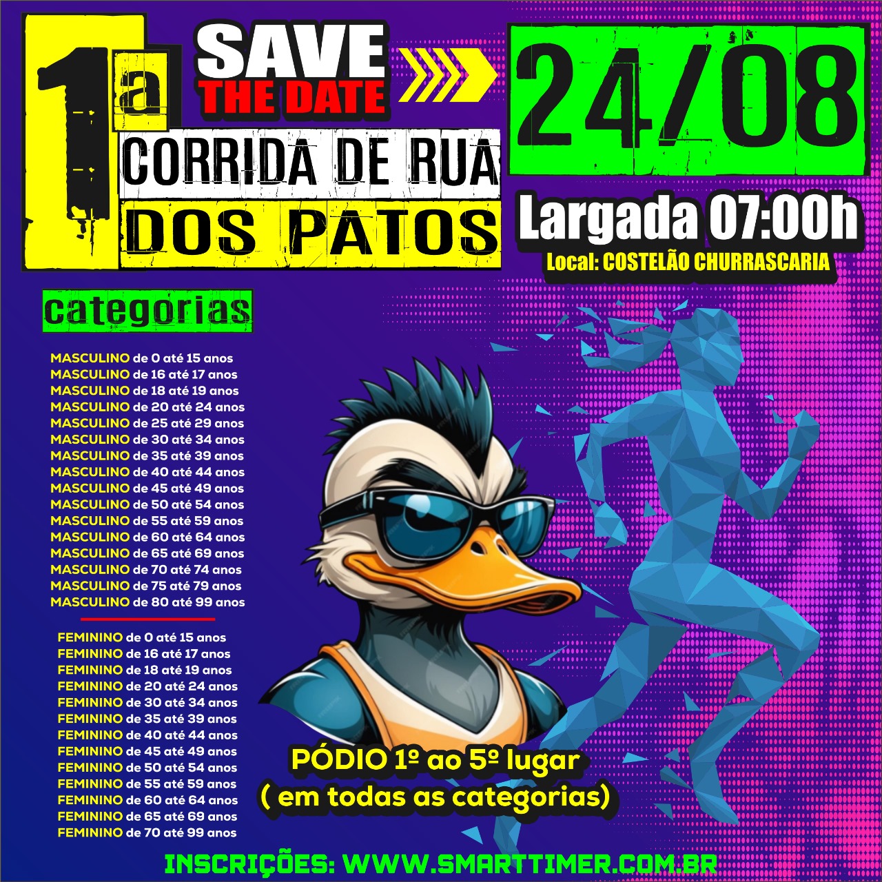 Banner do evento 1ª CORRIDA DE RUA DOS PATOS
