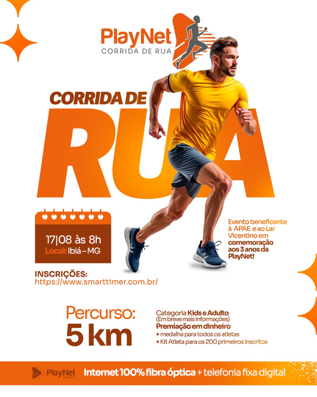 Banner do evento PLAYNET CORRIDA DE RUA - IBIÁ / MG