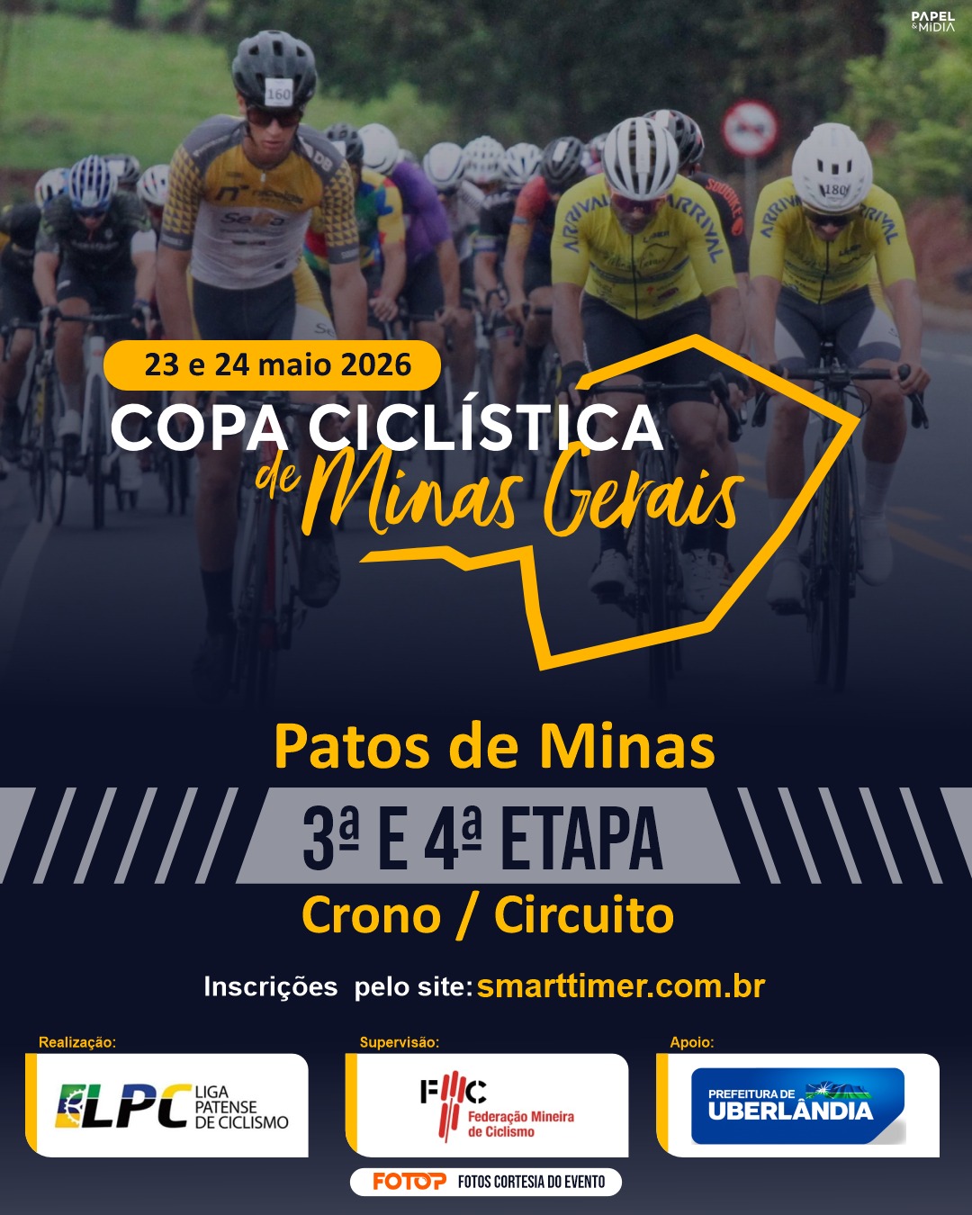 Banner do evento COPA CICLISTICA DE MINAS GERAIS - 3ª ETAPA - CRONO - PATOS DE MINAS