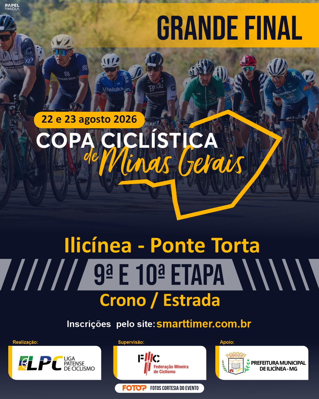 Banner do evento COPA CICLISTICA DE MINAS GERAIS - 9ª ETAPA - CRONO - ILICÍNEA - PONTE TORTA