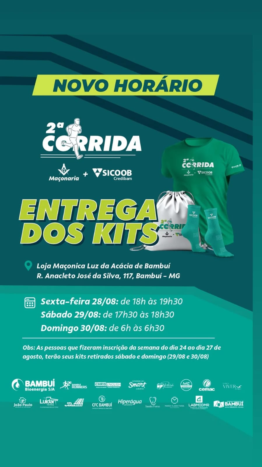 Banner do evento 2ª CORRIDA MAÇONARIA + SICOOB CREDIBAM