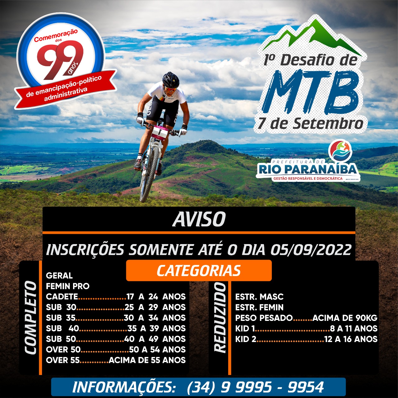 Banner do evento 1º DESAFIO DE MTB 7 DE SETEMBRO