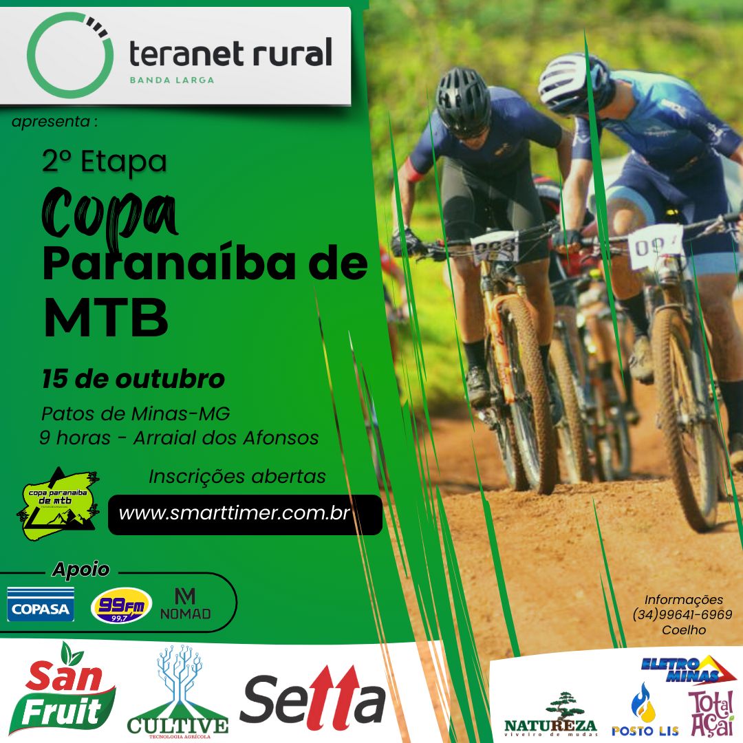Banner do evento COPA PARANAÍBA DE MTB - 2ª ETAPA - PATOS DE MINAS / MG