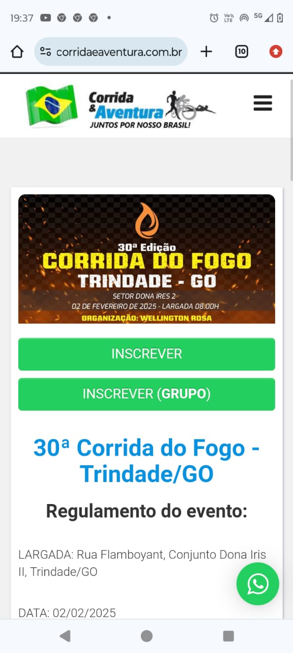 Banner do evento CORRIDA DO FOGO TRINDADE