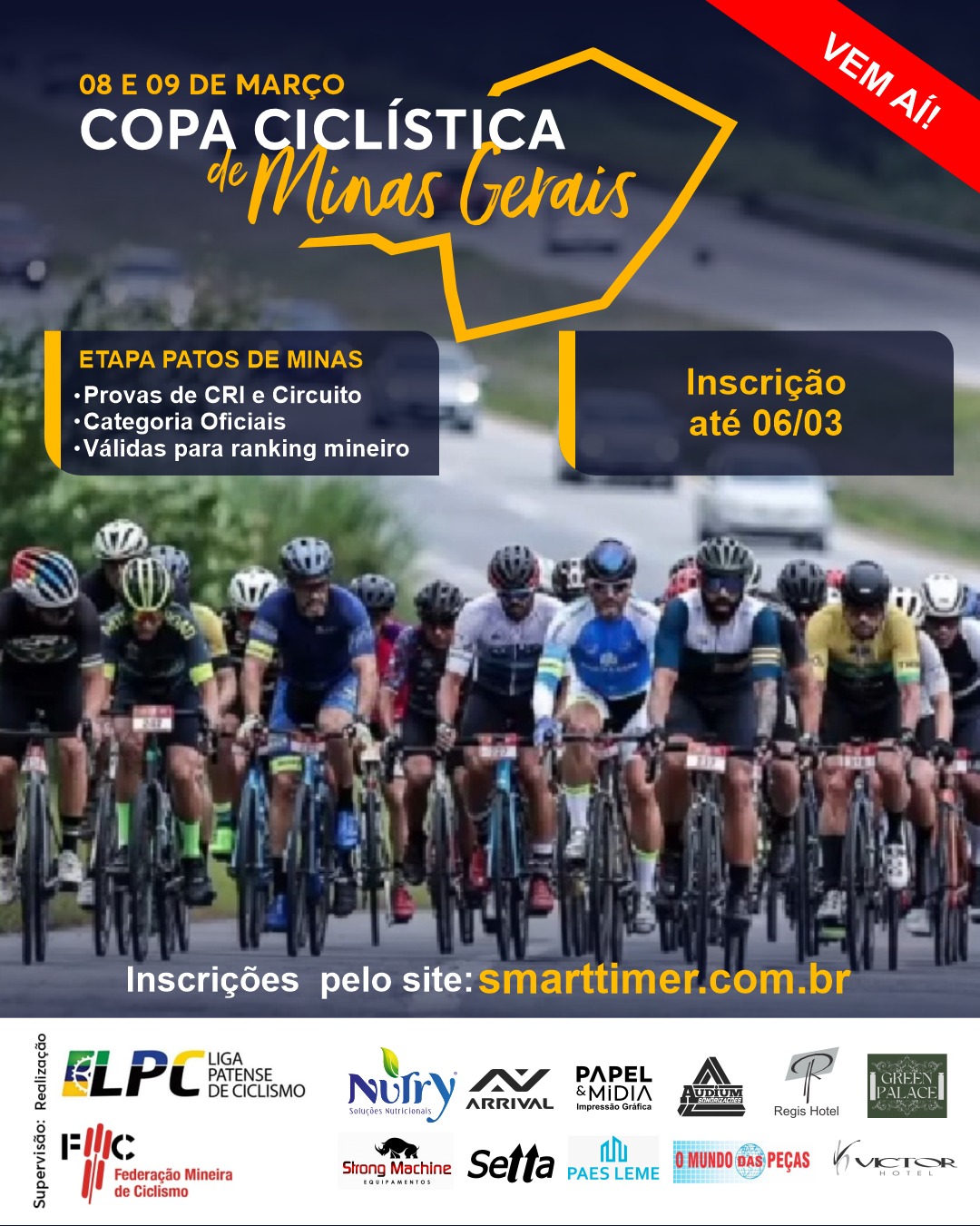 Banner do evento COPA CICLISTICA DE MINAS GERAIS - 1ª ETAPA PATOS DE MINAS - CONTRA RELÓGIO
