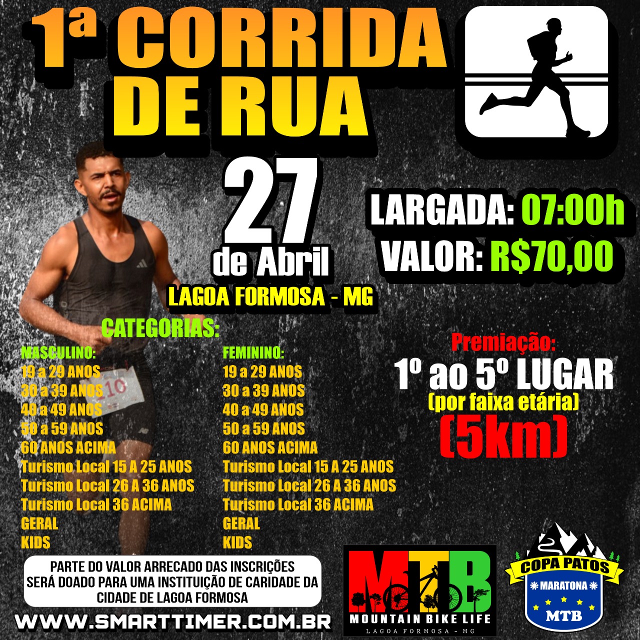 Banner do evento 1ª CORRIDA DE RUA EM LAGOA FORMOSA - 2025
