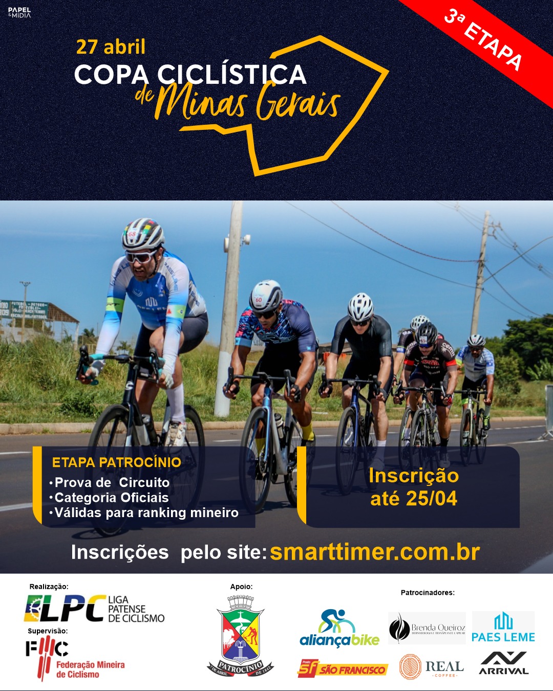 Banner do evento COPA CICLISTICA DE MINAS GERAIS - 3ª ETAPA PATROCINIO - CIRCUÍTO