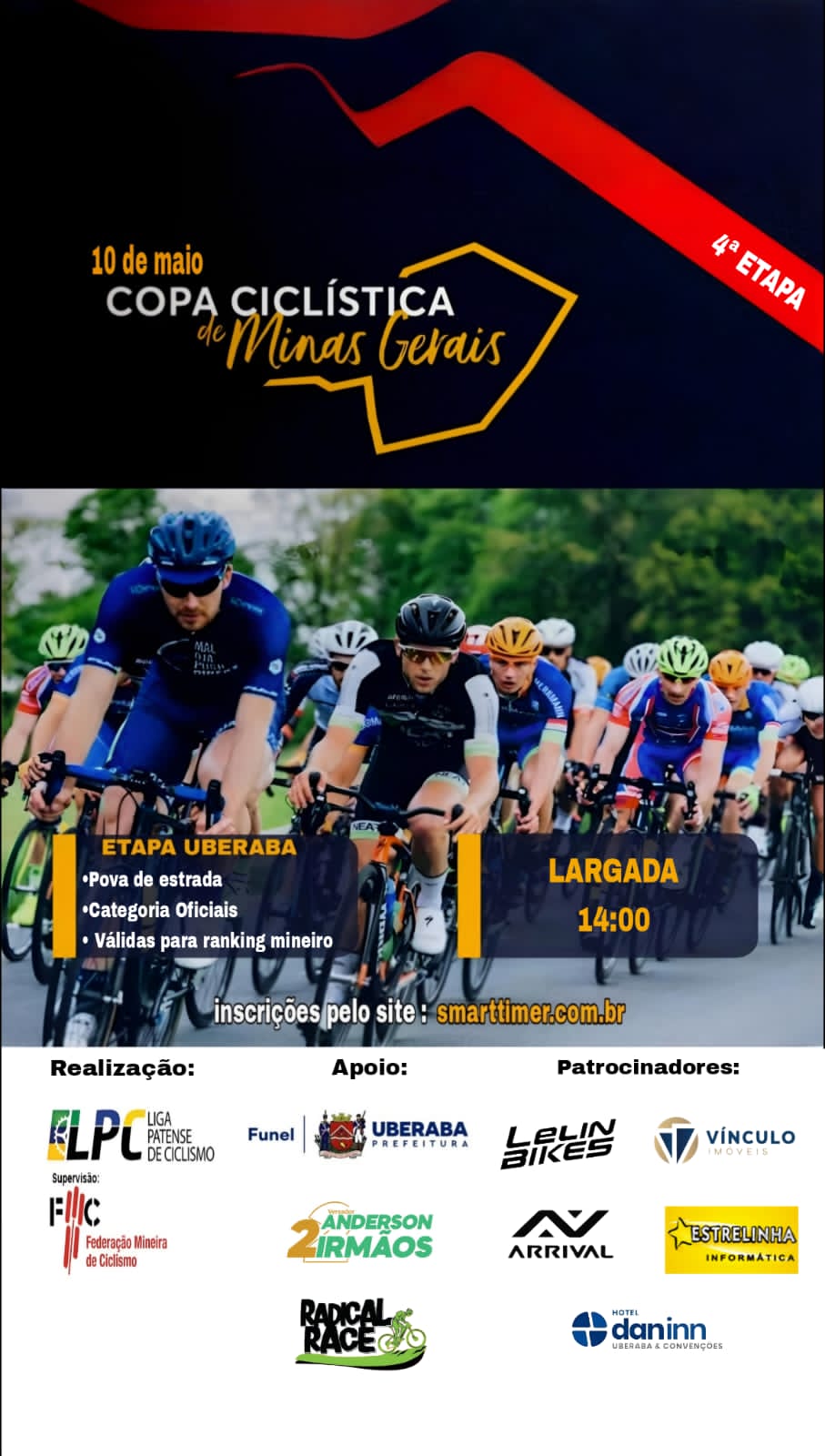 Banner do evento COPA CICLISTICA DE MINAS GERAIS - 4ª ETAPA UBERABA - ESTRADA